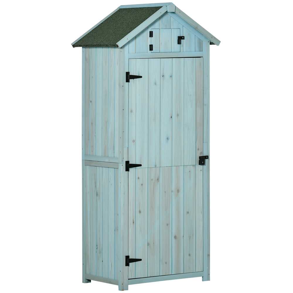 Abri de jardin extérieur pour outils et accessoires, avec 3 étagères, bleu