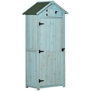 Abri de jardin extérieur pour outils et accessoires, avec 3 étagères, bleu