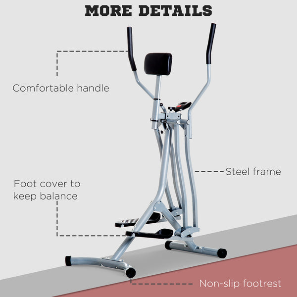 Vélo elliptique vertical avec écran LCD, gris