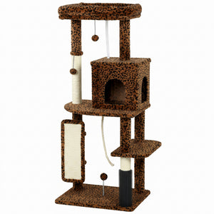 52 Inch Cat Tree with Scratching Posts, Cat Bed, Condo, Jumping Platforms, Toy Balls, Anti-tip Kit