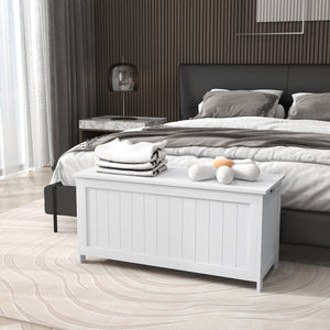Coffre de rangement avec 2 charnières de sécurité, blanc