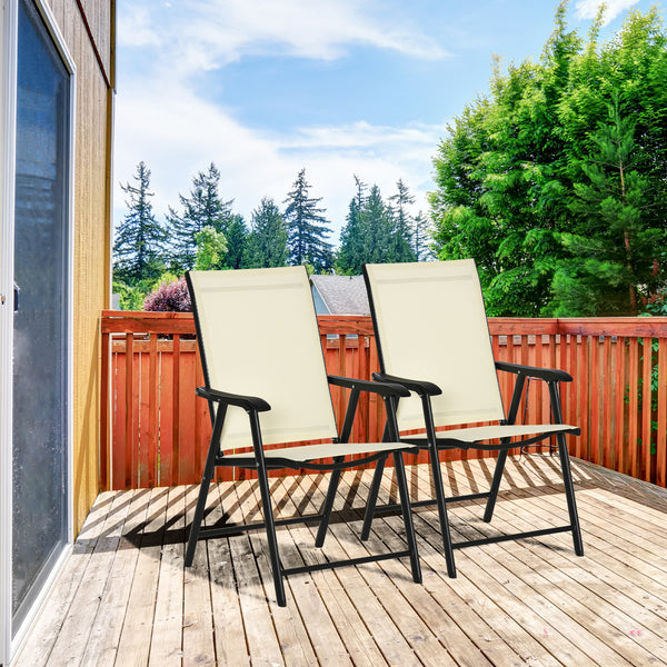 Ensemble de 2 chaises de jardin pliantes avec revêtement Textline et structure en acier