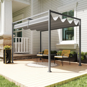 Pergola 7 x 10 avec toit rétractable, grise