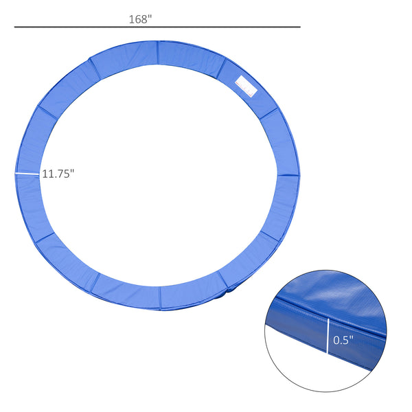 Soozier 14FT Trampoline Pad Replacement, Φ168" Spring Cover, Water-Resistant Universal Round Trampoline Safety Pad, No Holes for Pole, Blue