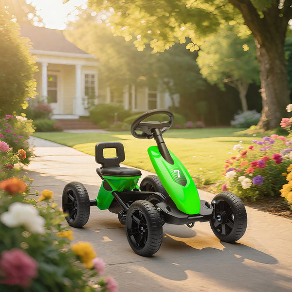 Kart à pédales, roues EVA silencieuses, vert