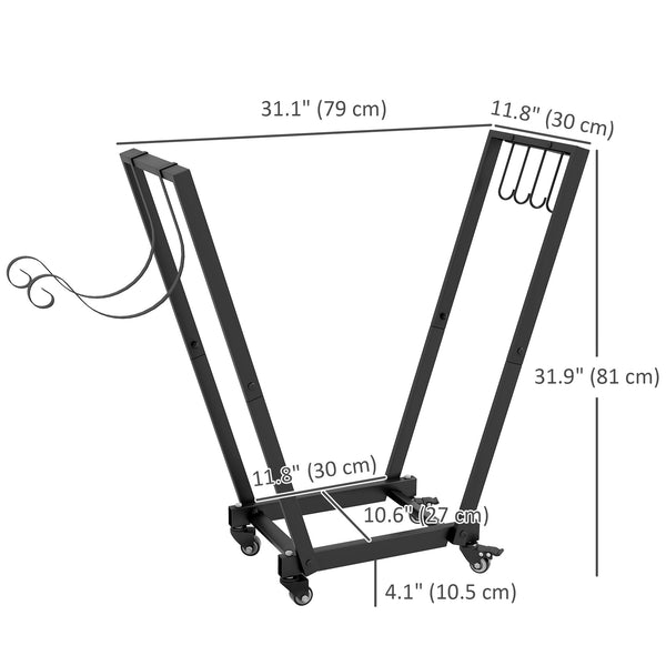 79cm Heavy Duty Log Rack with Swivel Casters Black