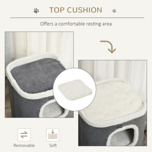Maison pour chat à 4 étages avec surface à griffe et coussin amovible