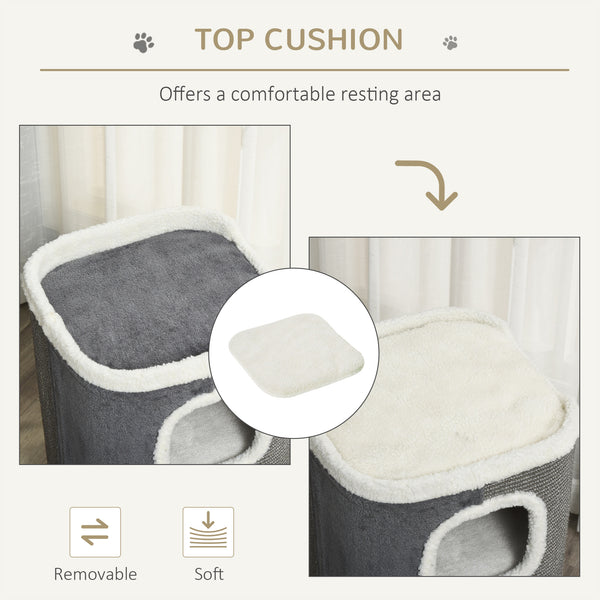 Maison pour chat à 4 étages avec surface à griffe et coussin amovible