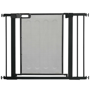 Barrière en métal avec porte à fermeture automatique et double verrouillage, noire