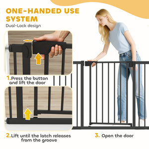 Self-closing safety gate, black