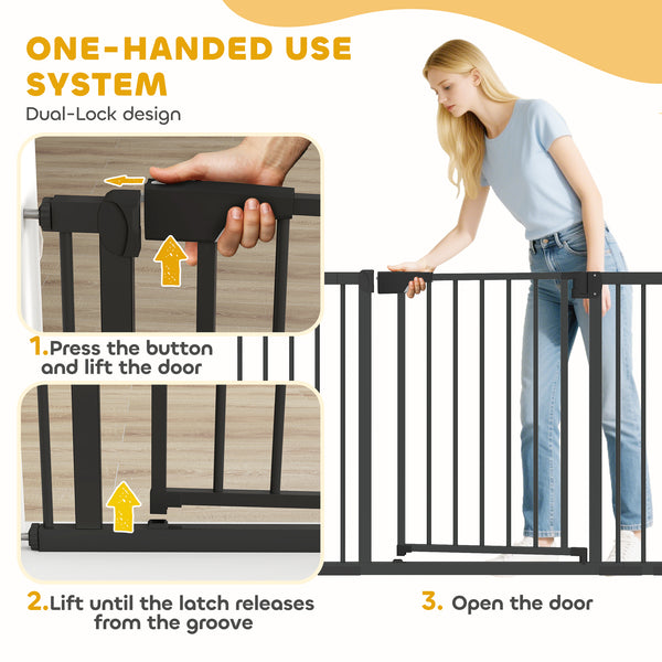 Self-closing safety gate, black