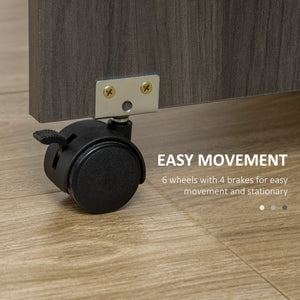 Table de salle à manger pliante avec tiroirs et placard de rangement, grise