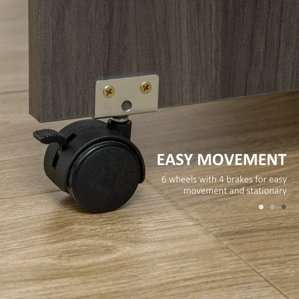 Table de salle à manger pliante avec tiroirs et placard de rangement, grise