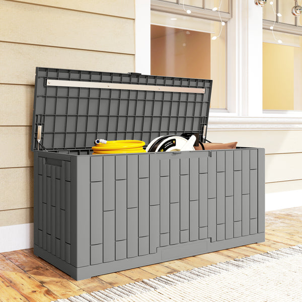 Coffre de rangement extérieur en résine de 454 litres (120 gallons), coffre de rangement verrouillable, résistant aux éclaboussures et aux UV.