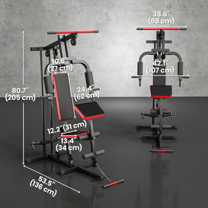 Appareil de musculation multifonctionnel avec système de poulies pour un entraînement complet du corps, noir.