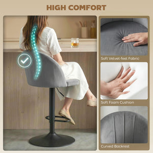 Ensemble de 2 tabourets de bar pivotants avec repose-pieds, gris