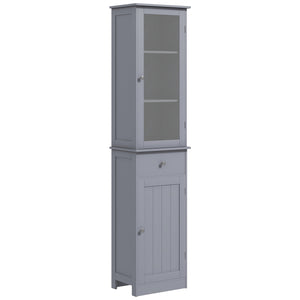 Armoire de salle de bain avec tiroirs, 2 portes et étagères réglables, gris