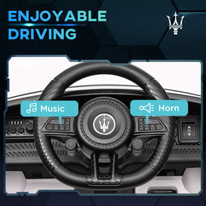 Voiture électrique pour enfants 12V Maserati Gran Turismo sous licence avec télécommande, blanc