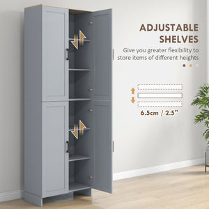 Armoire de cuisine 4 portes avec étagères réglables, gris