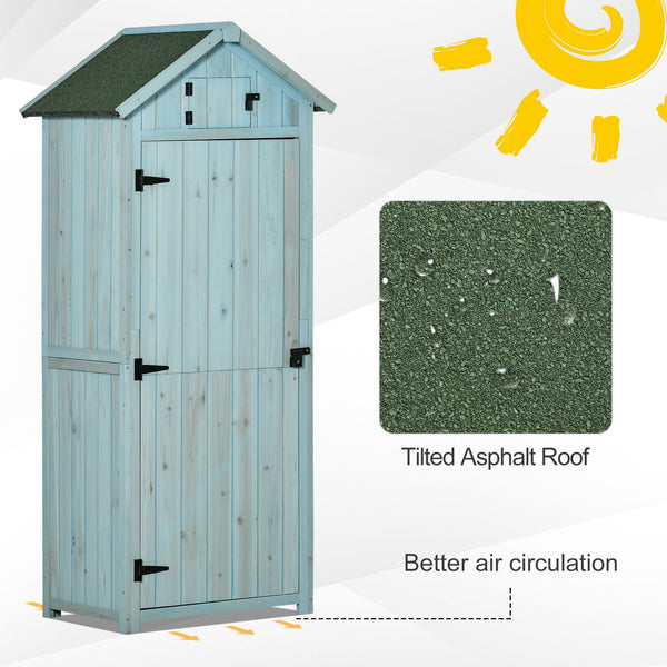 Abri de jardin extérieur pour outils et accessoires, avec 3 étagères, bleu