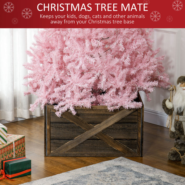 Cache-sommier pour sapin de Noël finition en bois vieilli foncé