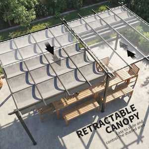 Pergola rétractable 19,6 pi x 11,7 en aluminium pour barbecue, patio, jardin, terrasse