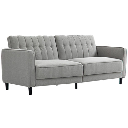 Canapé-lit convertible en tissu capitonné avec dossier réglable pour salon, gris