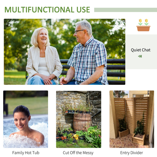 Outdoor Privacy Screen Wood Privacy Panel with 4 Planter Boxes, Raised Bed with 3 Panels, Drainage Holes