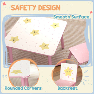 Ensemble table et chaises 3 pièces pour enfants, motif étoiles