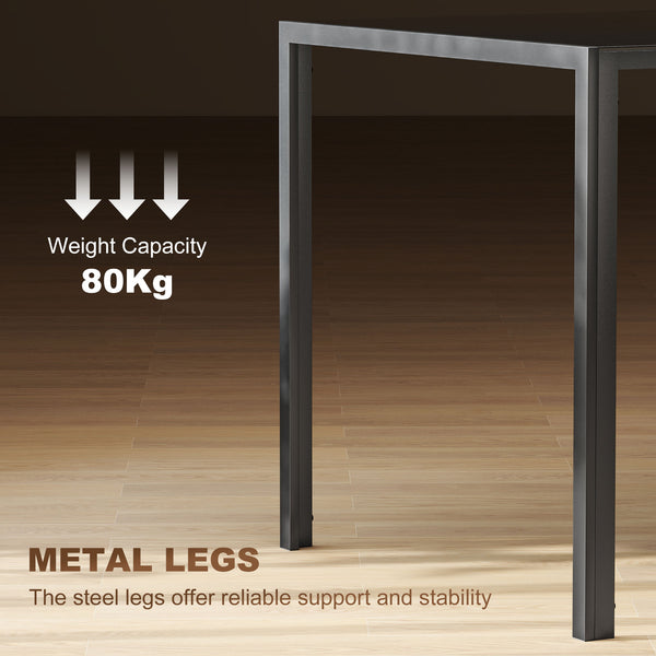 Rectangular kitchen table for 4 people with black tempered glass top