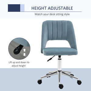 Mid-back office chair in sky blue velvet