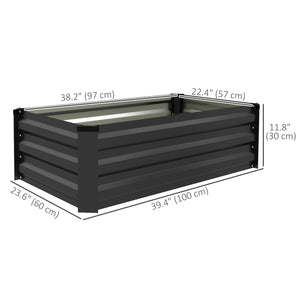 Set of 2 galvanized raised planters, grey