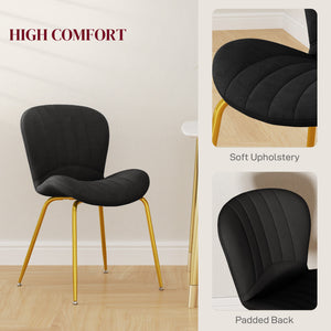 Lot de 2 chaises de salle à manger avec dossier rembourré, noir