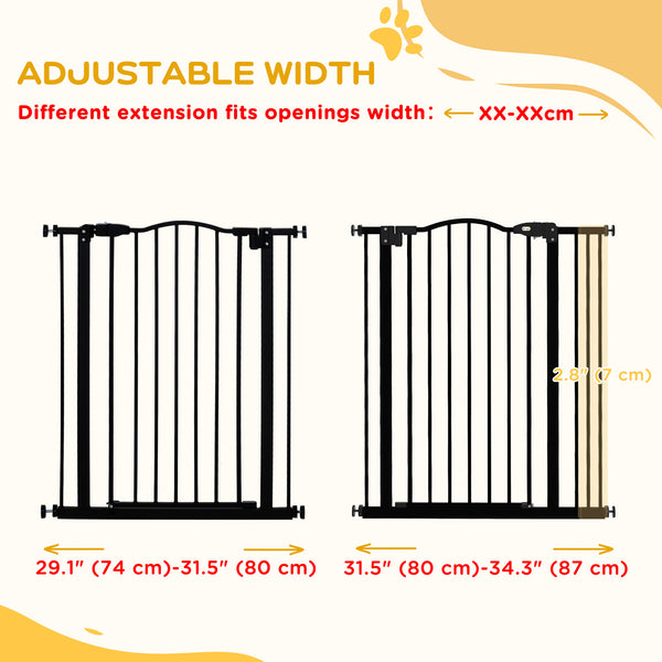 Barrière pour chien extra haute avec porte, noire