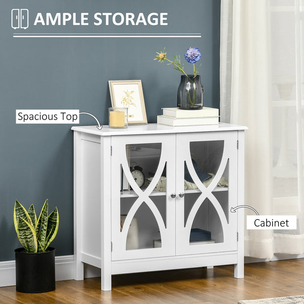 Buffet de cuisine avec porte vitrée, salon, blanc