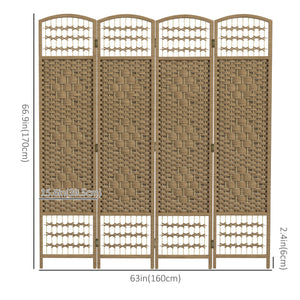 Cloison de séparation pliable à 4 panneaux en fibre ondulée, couleur naturelle