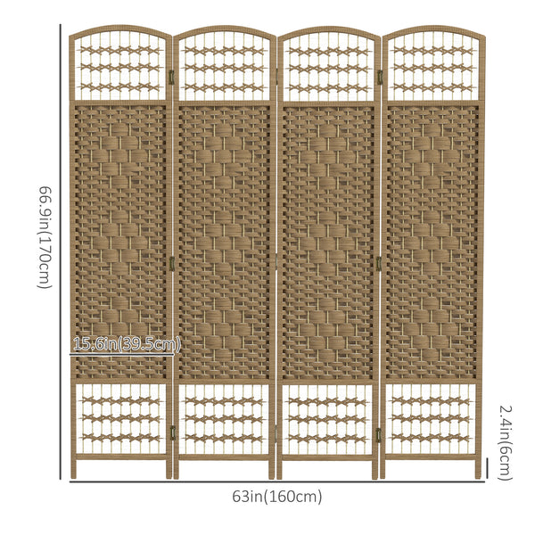 Cloison de séparation pliable à 4 panneaux en fibre ondulée, couleur naturelle