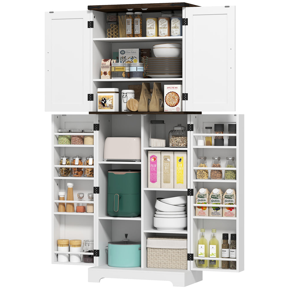 Meuble de rangement de 162 cm de haut avec étagères à épices, blanc