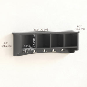 Porte-manteau mural avec étagère, noir