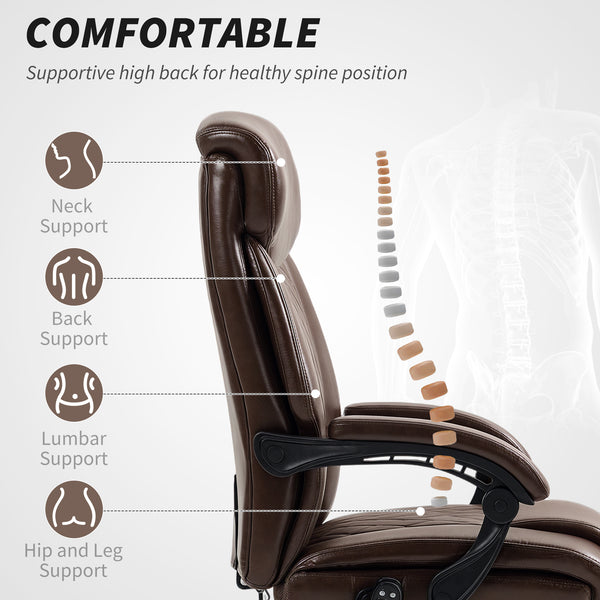 6-point massage office chair with remote control, dark brown
