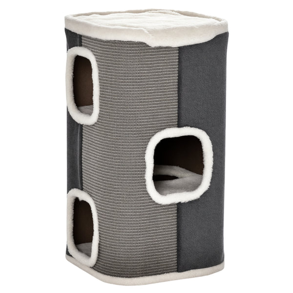 Maison pour chat à 4 étages avec surface à griffe et coussin amovible