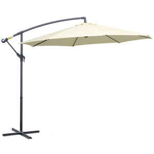 Parasol déporté pour marché extérieur Parasol banane suspendu Pare-soleil décalé Manivelle Base croisée Beige