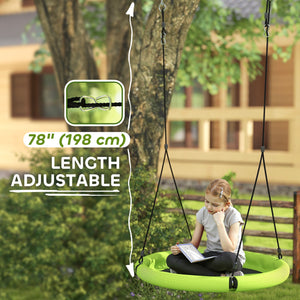 Qaba 100cm Diameter Nest Seat for Kids with Height Adjustable Hanging Ropes for Outdoor, Playground, Garden, Green