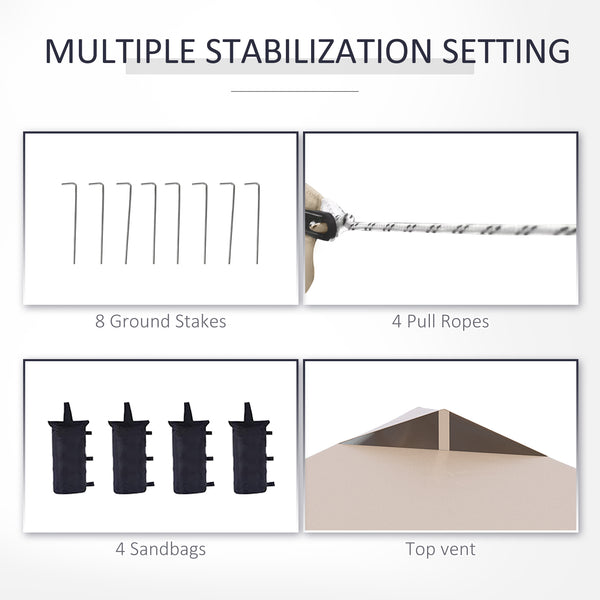 Tente pliante 10 x 10 avec sac de transport à roulettes, beige