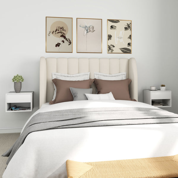 Lot de 2 tables de chevet flottantes, fixation murale avec tiroir, blanc