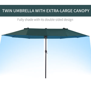 Parasol double face de 15 pieds, vert foncé