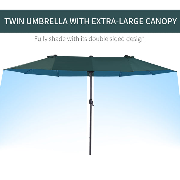 Parasol double face de 15 pieds, vert foncé