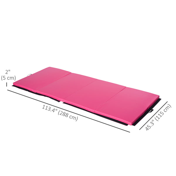 Tapis de gymnastique pliable 4'x10'x2'' avec poignées de transport, rose