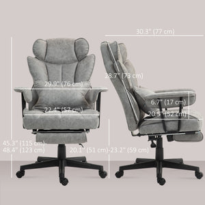 Fauteuil de bureau avec repose-pieds et soutien lombaire, gris