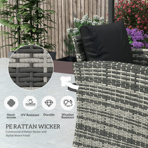 Ensemble de meubles de jardin 6 pièces en osier avec coussins, table basse et table d'appoint, noir